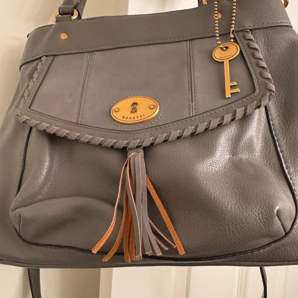 Rosetti Charcoal Satchel with Gold Details